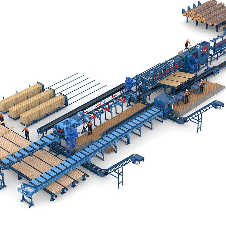 Лесопильная линия Сибирь с возвратом необрезной доски