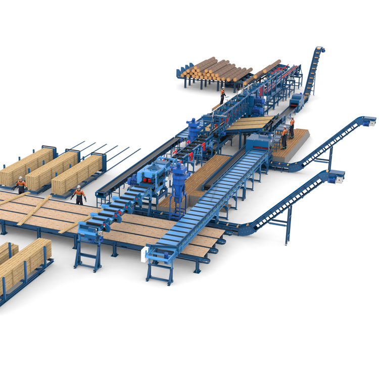 Лесопильная линия Сибирь с возвратом необрезной доски