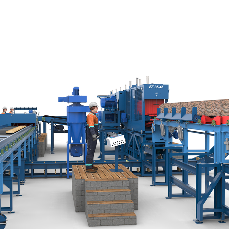 Лесопильная линия Сибирь с перекладкой лафетов и разворотом