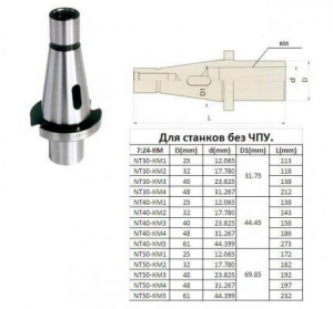 Втулка переходная с хв-ком 7:24-30 на КМ2 с отверстием под клин для станков без ЧПУ "CNIC" (30-MS2)