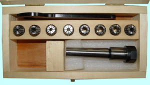 Патрон Цанговый с хв-ком КМ2 (М10х1.5) с набором цанг ER16 из  8шт (3-10мм) "CNIC"