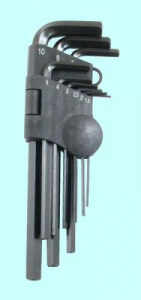 Набор ключей Шестигранных из  9шт (1,5; 2; 2,5; 3; 4; 5; 6; 8; 10мм) удлиненные на клипсе СrV "CNIC" (2108H)