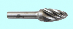 Борфреза тв.спл. гипербол.со сфер.торц.  d 6х16х6х65  R1,5 спиральная крупная насечка (F06 16С06) "CNIC"
