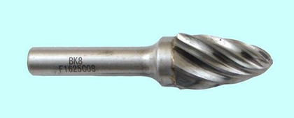 Борфреза тв.спл. гипербол.со сфер.торц.  d 6х16х6х65  R1,5 спиральная крупная насечка (F06 16С06) "CNIC"