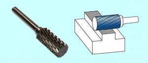 Борфреза цилиндрическая  d12х25х6х65 Р6М5 Х-образн. насечка "CNIC" (А12 25М06)