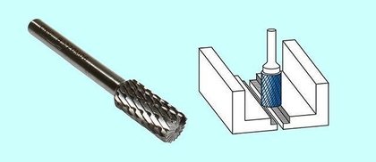 Борфреза цилиндрическая  d12х25х6х65 Р6М5 Х-образн. насечка "CNIC" (В12 25М06) с заточ.торцем
