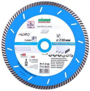 Диск отрезной алмазный Для сухой резки 1A1R 230х2,6х10х22,23  Turbo
Extra Aero с непрерывной реж. кромкой