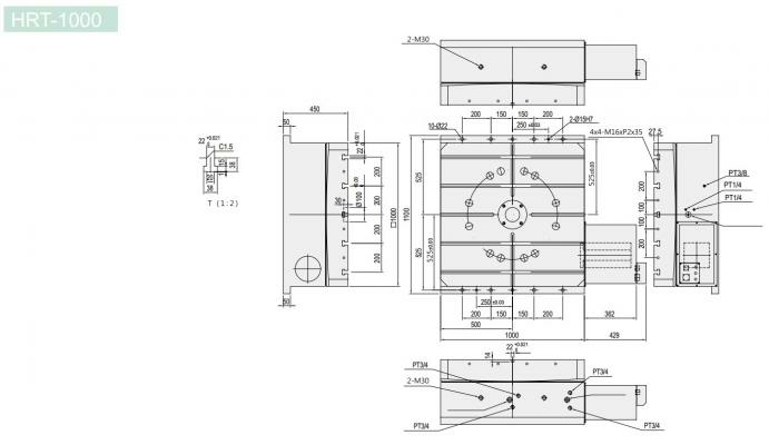 Большой горизонтальный одноосевой поворотный стол ЧПУ HRT-1000 GSA+