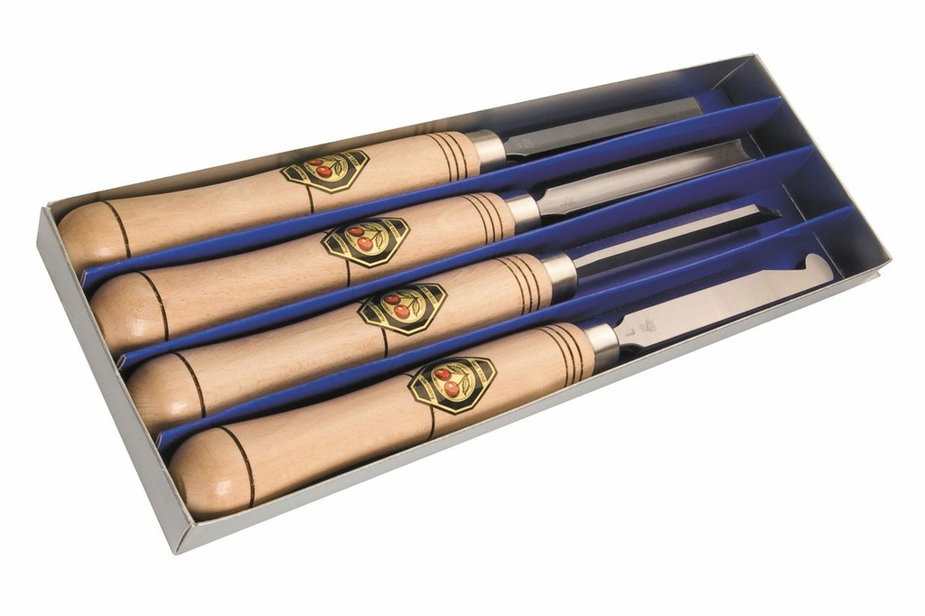 Набор токарных резцов (4 шт) с длинной рукояткой из граба в картонной коробке (1694000)