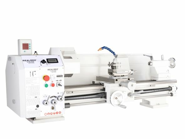 Токарно-винторезный станок REALREZ 310x900 400V (УЦИ+СОЖ) с подставкой