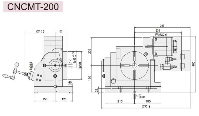Двухосевой поворотный стол с ручным наклоном CNCMT-200 GSA+