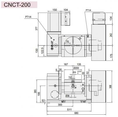Двухосевой поворотный стол с наклоном от ЧПУ CNCT-200 GSA+
