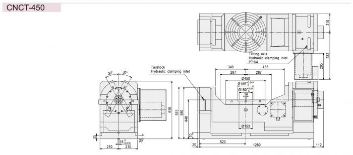 Двухосевой поворотный стол с наклоном от ЧПУ CNCT-450 GSA+
