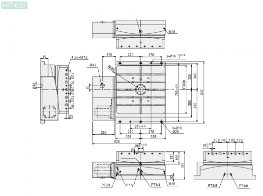 Горизонтальный одноосевой поворотный стол с хиртовым зацеплением ЧПУ HIT-630 GSA+