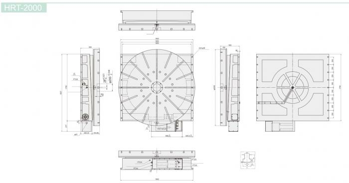 Большой горизонтальный одноосевой поворотный стол ЧПУ HRT-2000 GSA+