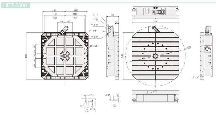 Большой горизонтальный одноосевой поворотный стол ЧПУ HRT-2500 GSA+