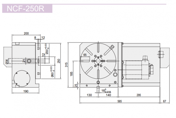 Одноосевой поворотный стол с хиртовым зацеплением ЧПУ NCF-250R GSA+