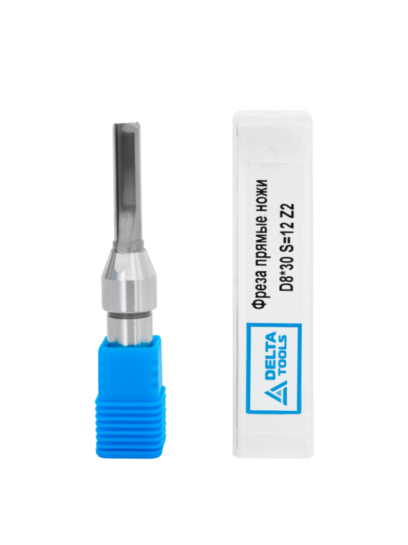 Твердосплавная фреза пазовая DELTATOOLS прямой нож D8*30 L=80 S=12 Z2